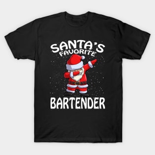 Santas Favorite Bartender Christmas T-Shirt
